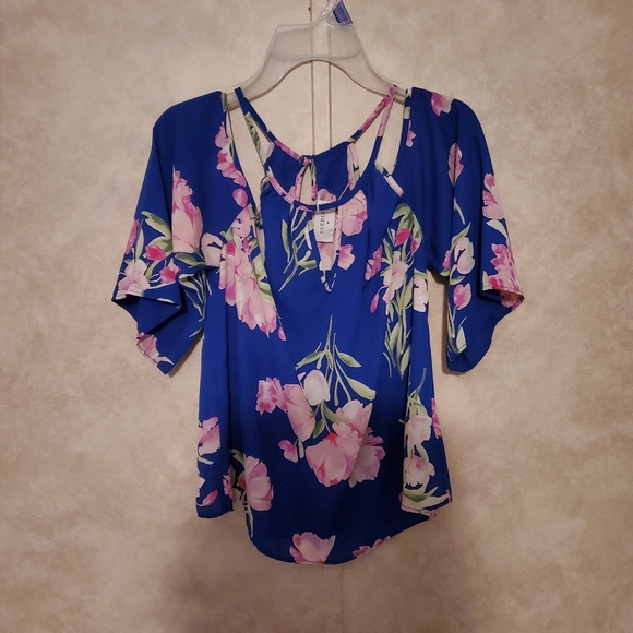 Everly size small sheer blue with floral print - Picture 1 of 4